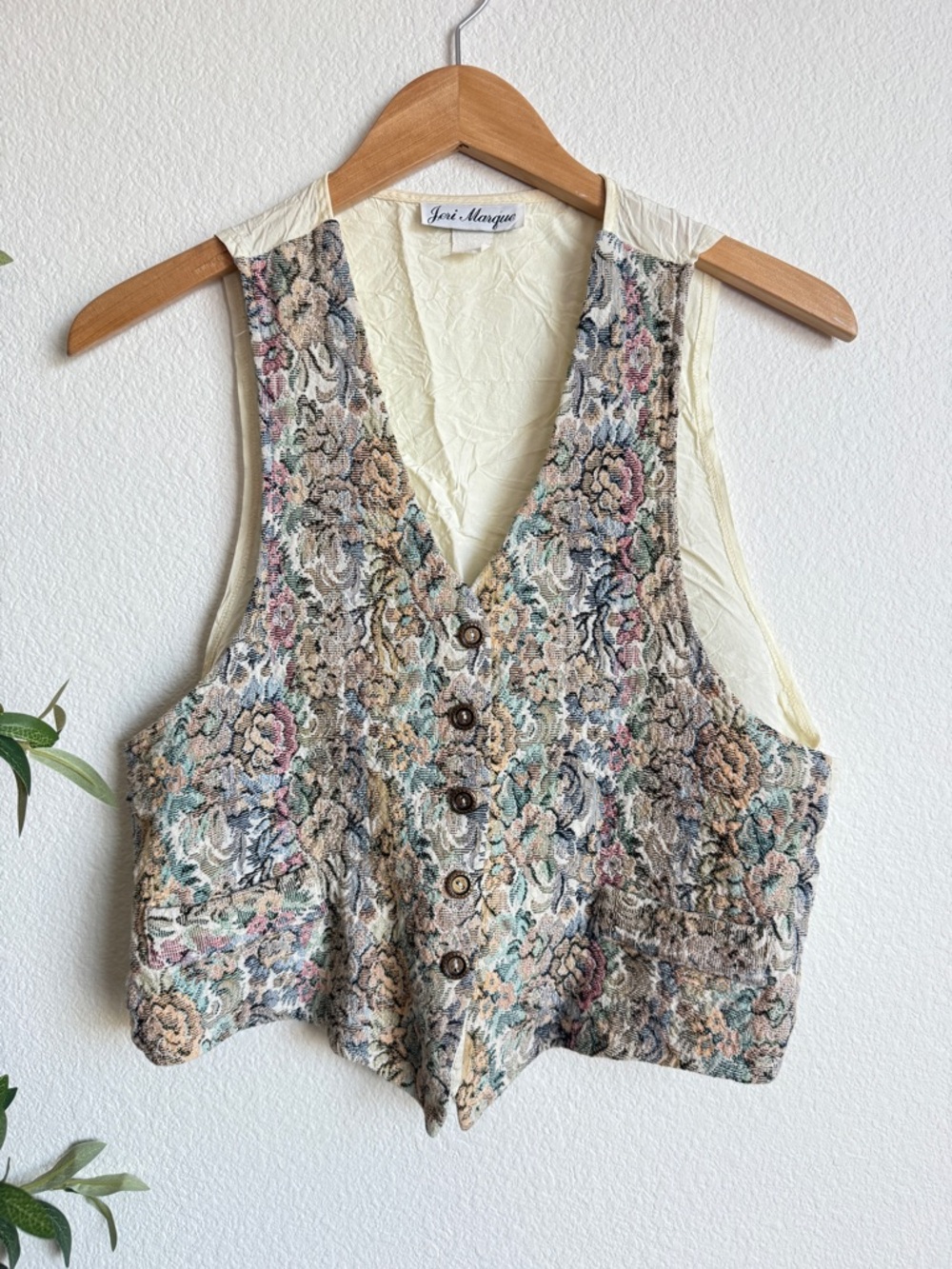 Jeri Marque Tapestry Vest Floral Vintage Cottagecore Boho Women’s Size Large